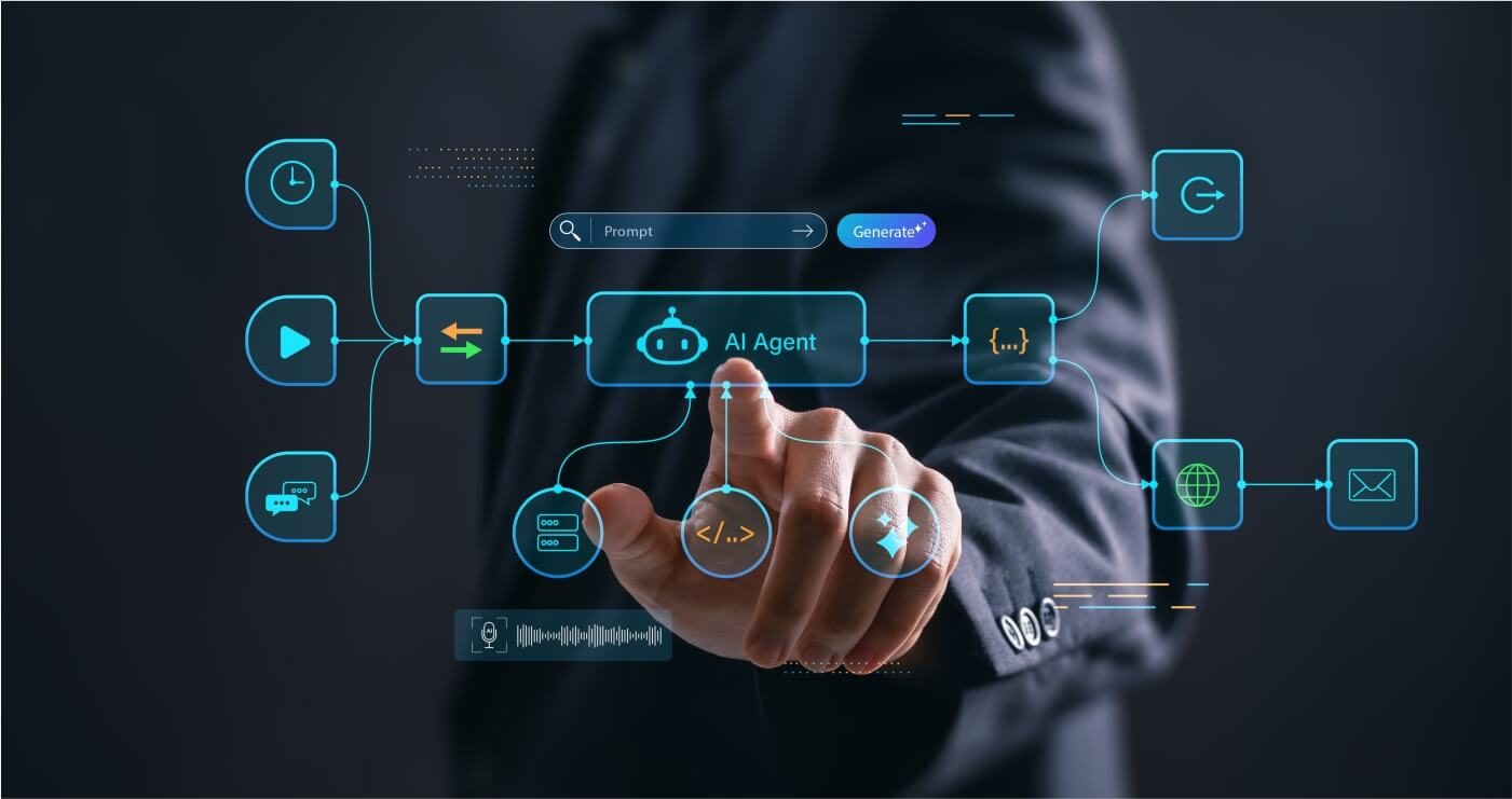 Espacio de trabajo moderno y ordenado en un despacho — automatización de procesos con IA